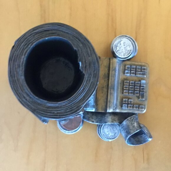 RARE VINTAGE BANK CALCULATOR COINS & ROLL of DOLLARS 3D OFFICE DESK SHELVE DECOR - Picture 9 of 12